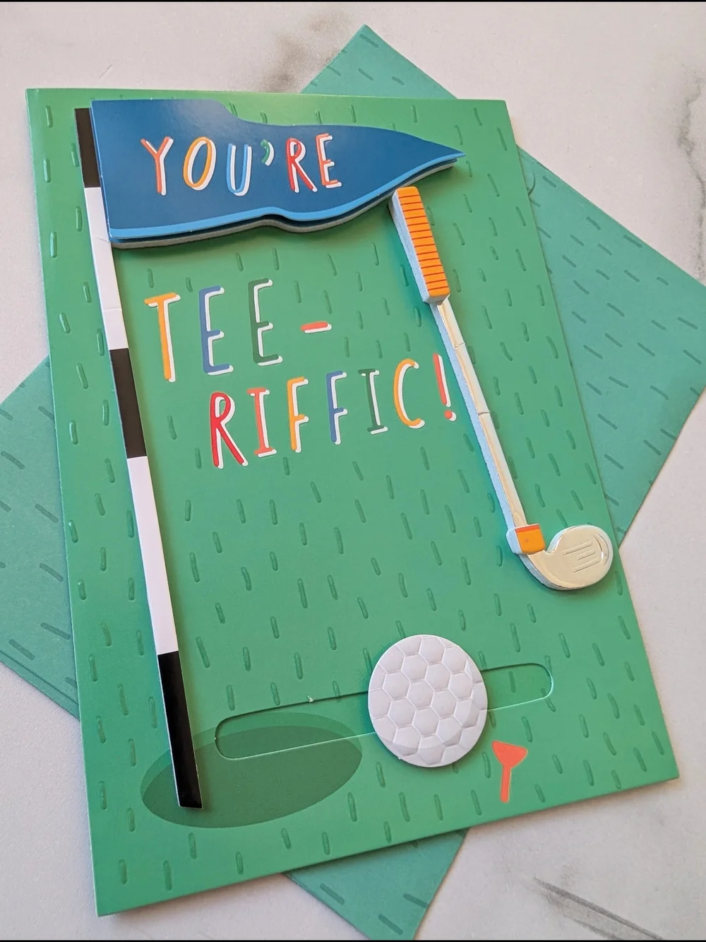 You're Tee-riffic Golf Greeting Card - Teal & Blue
